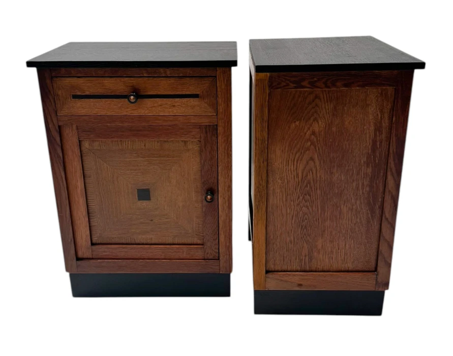 Two Art Deco Modernist Nightstands or Bedside Tables, 1920s